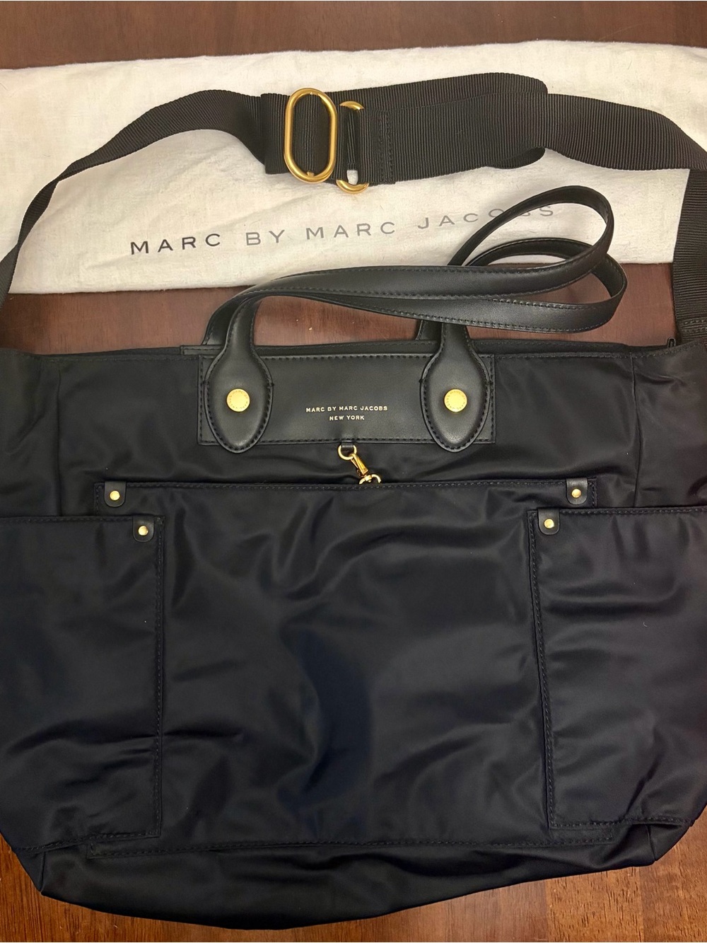 NWOT Marc by Marc Jacobs Black Nylon Diaper Bag / Tote Bag - Picture 2 of 3